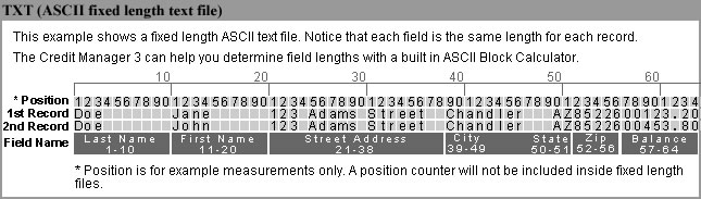 Fixed length TXT file example